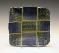 0329 Blue-yellow  check 9-patch ruffly dish
